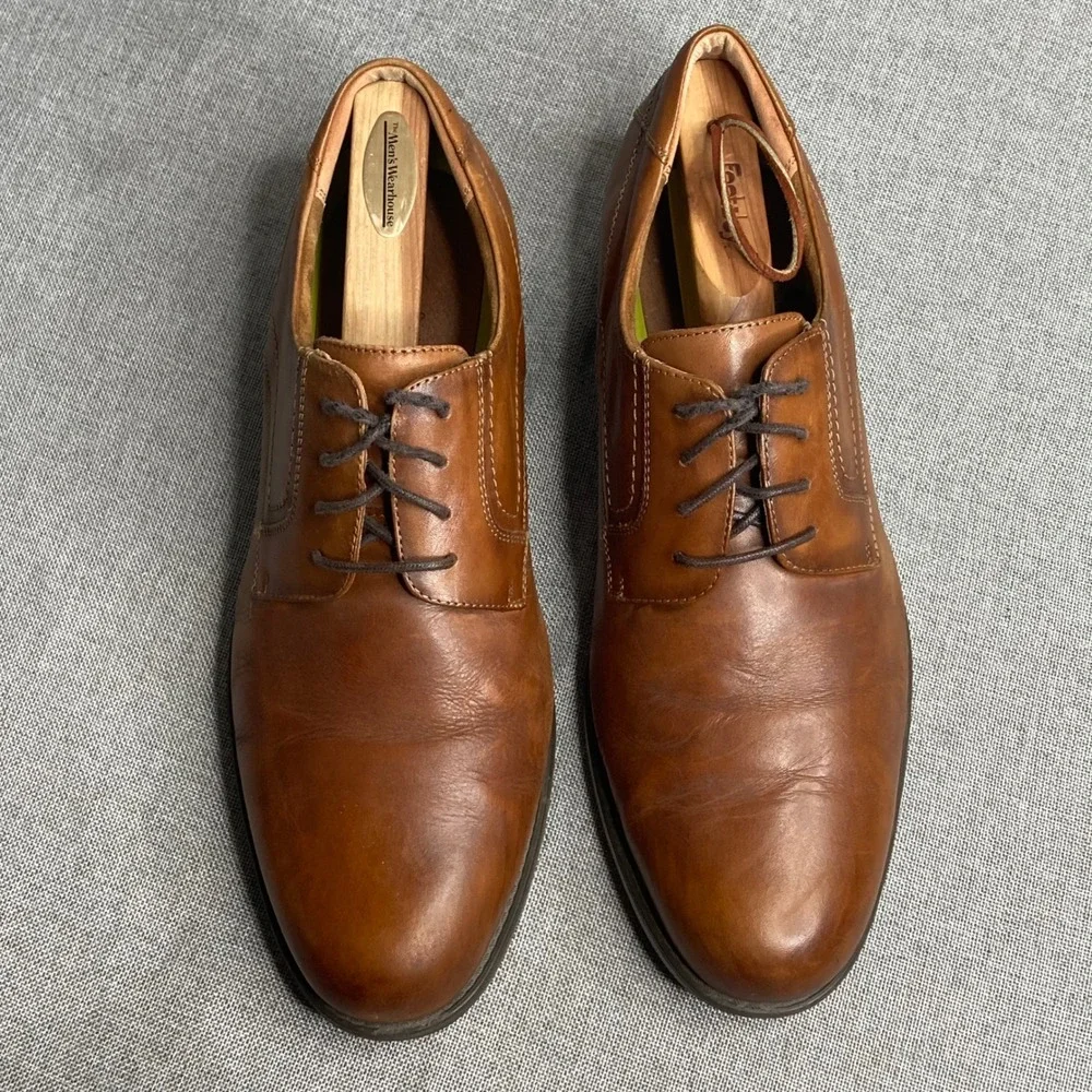Florsheim Mens 11.5D Leather Dress Shoes Comfortech Oxford Brown‎ Lace Up